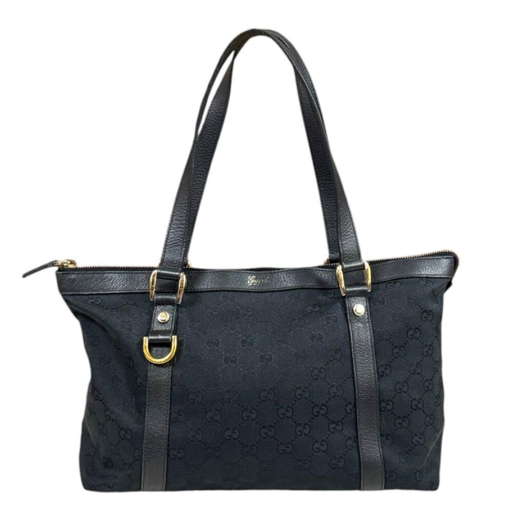 Gucci Abbey Tote Bag GG Canvas Black